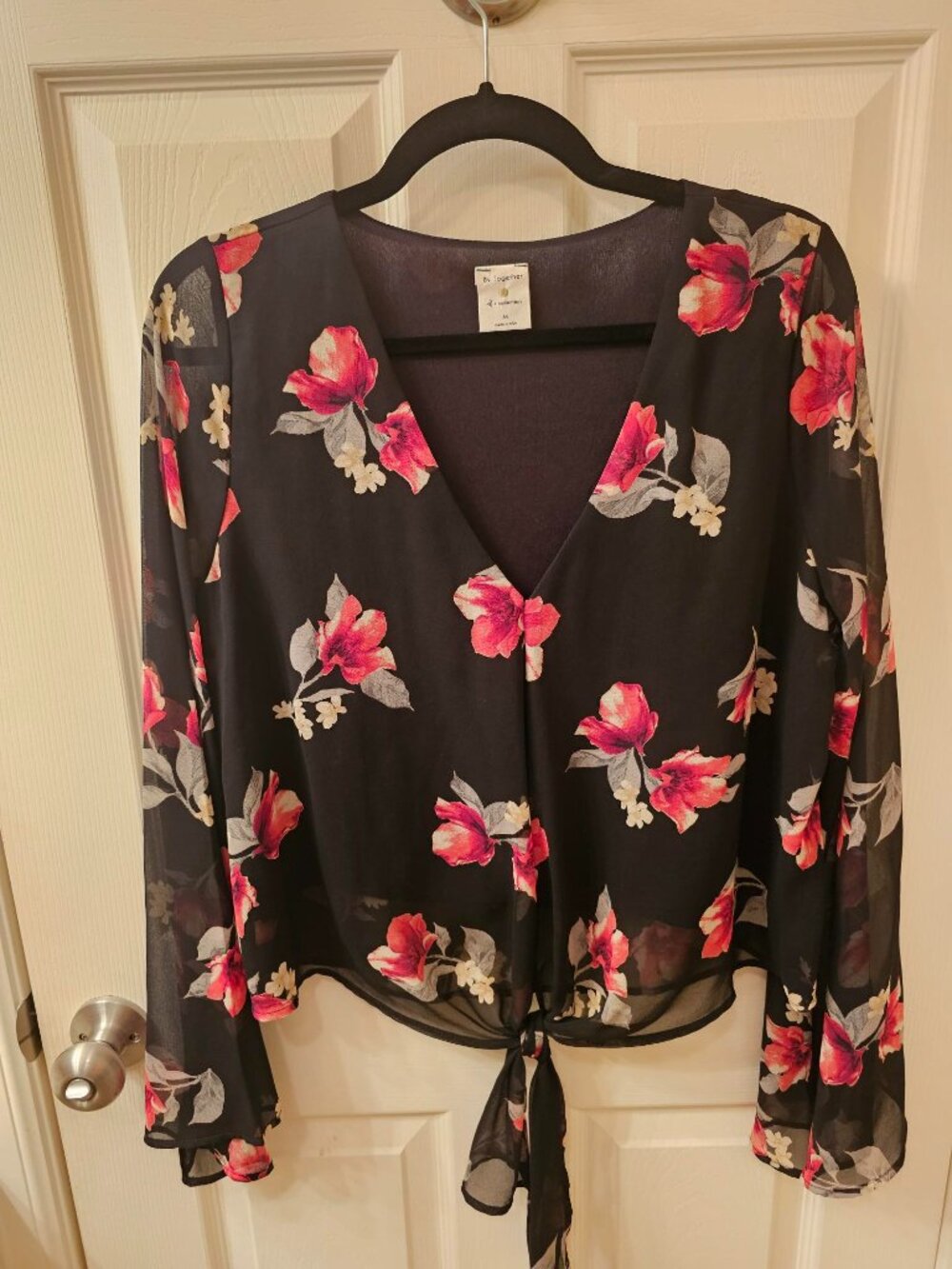 NWOT By Together Medium Black Floral Blouse